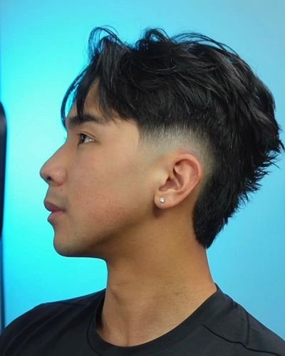 Mid fade paired with a textured top — finished studio result