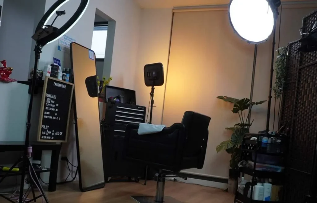 Home The inside of Pat The Barber studio